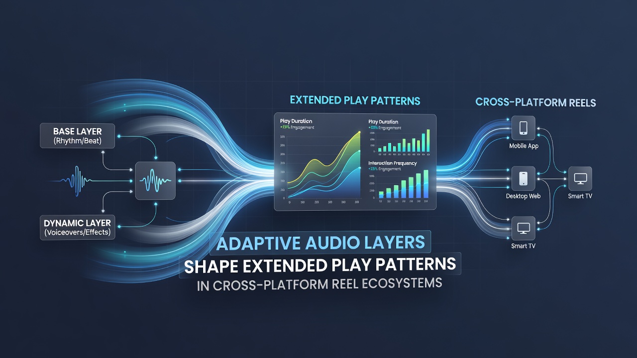 Detailed view of audio waveform layers adapting during reel bonus sequences on multiple devices