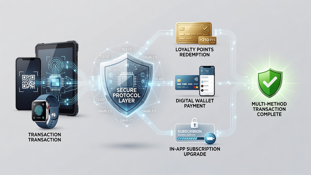 Secure transaction flows in handheld loyalty applications using encrypted network protocols