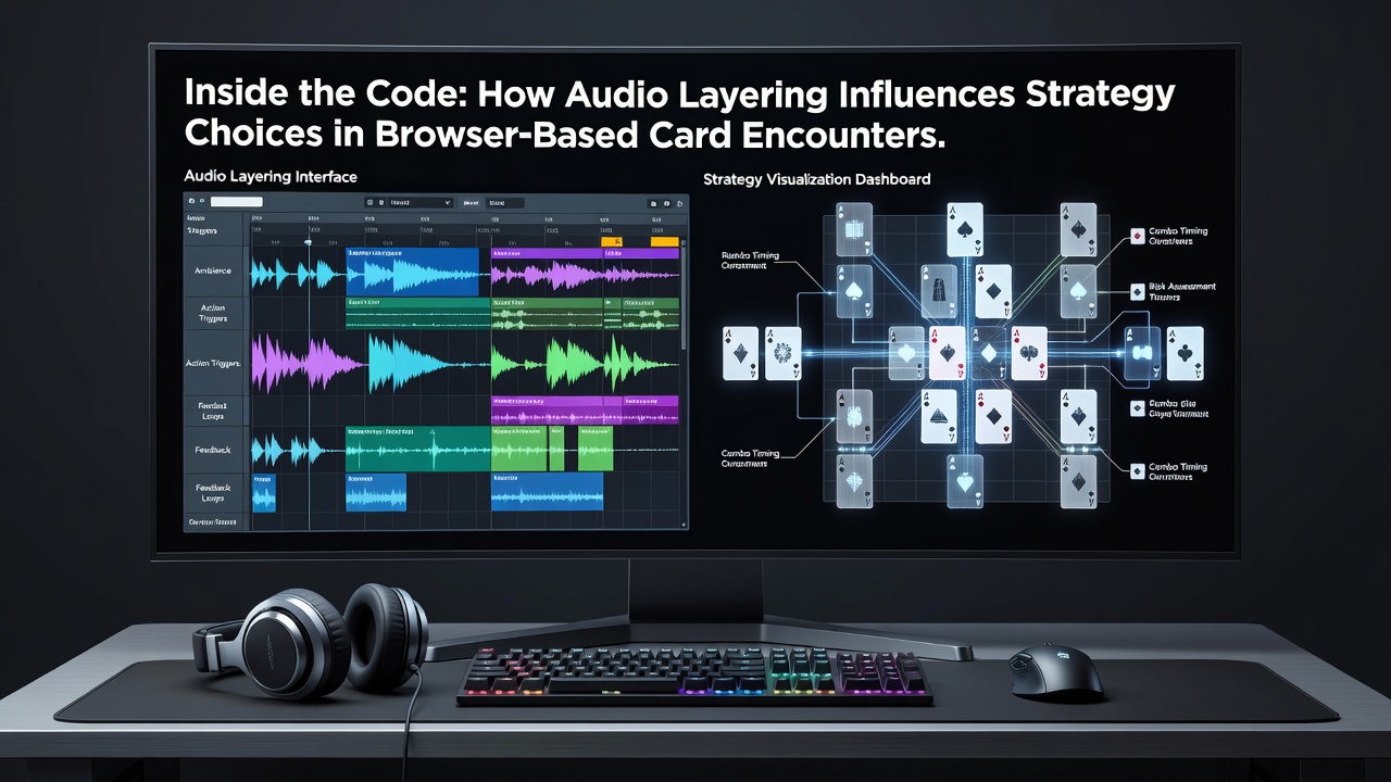 Close-up of audio waveform visualization integrated into a browser card game strategy screen