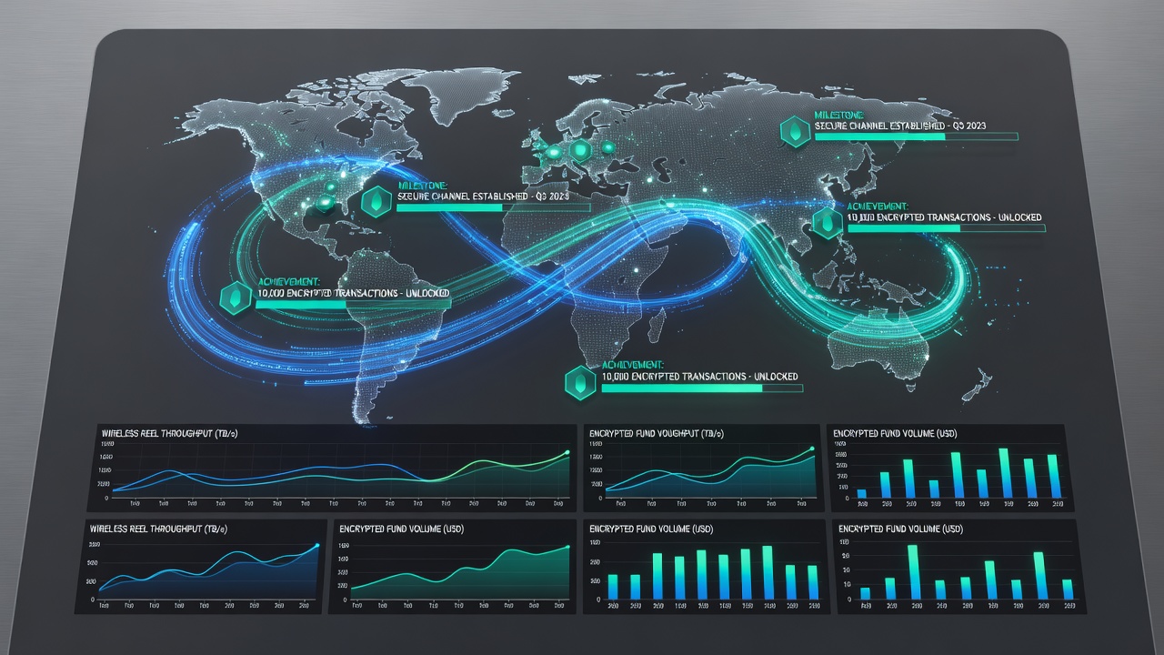 Milestone progression screens linked to secure wireless transactions
